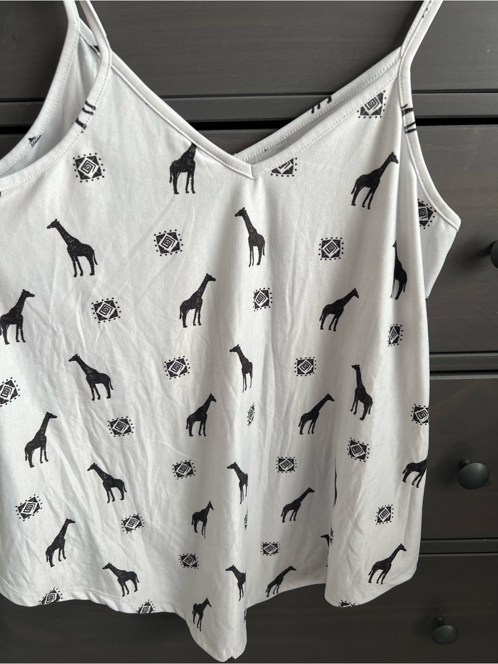 twik White Camisole Top with Black Giraffe Print